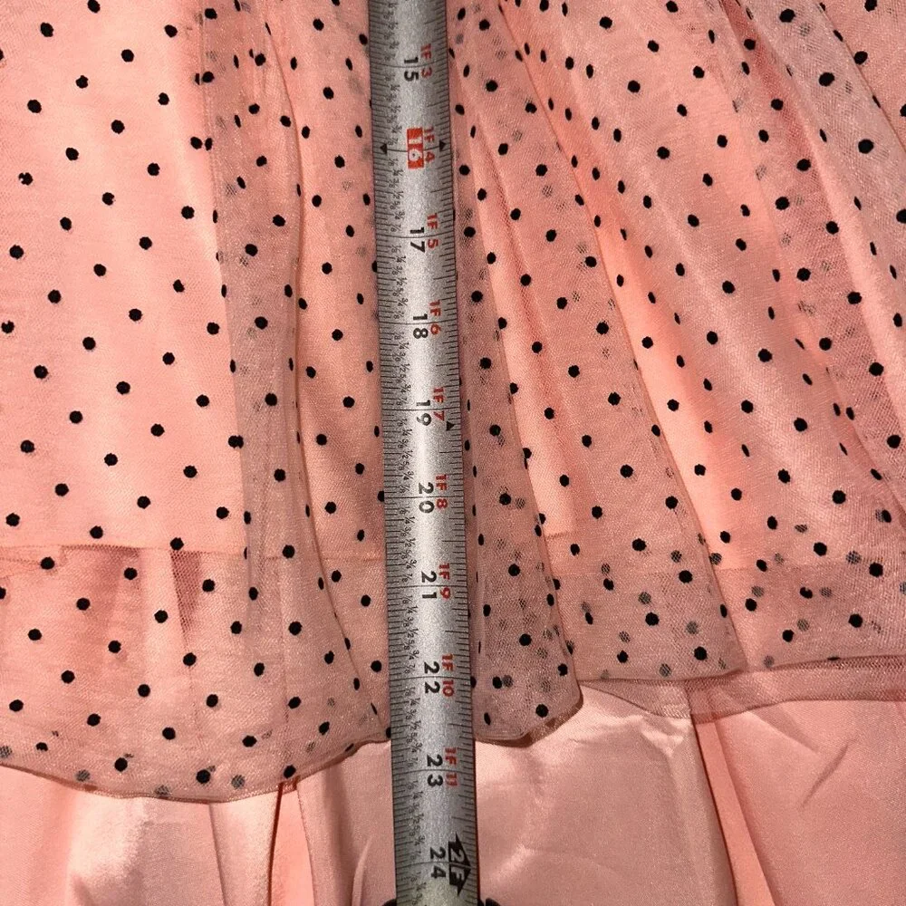 Trish Scully PEACHY PINK polkadot Tulle Party Flower Girl Dress Sz 4T HIGH-LOW 4